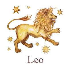 Wall Mural - zodiac sign - leo. watercolor illustration. isolated.