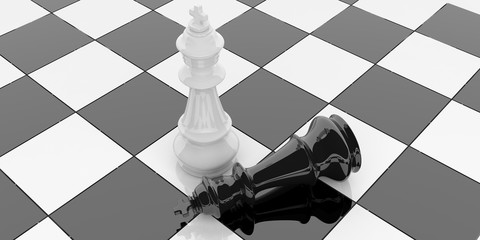 Poster - Chess kings on a chessboard. 3d illustration