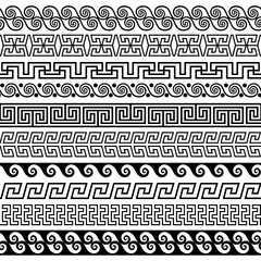 Wall Mural - Set of brushes to create the Greek Meander patterns and samples of their application for round  frames and borders. Brushes included in the file.