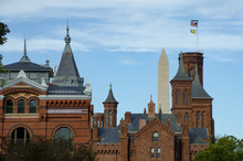 Smithsonian Arts & Industries Building, And The Smithsonian Castle, With The Washington Monument  In Background