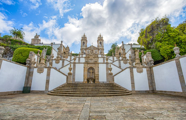 Wall Mural - Bom Jesus do Monte sanctuary, Braga, Portugal - a magnificent baroque stairway leads to the neoclassic church