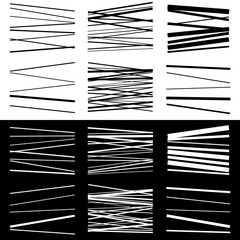 Poster - Set of abstract geometric elements with lines in black and white