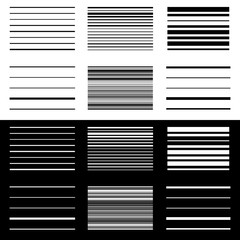 Fototapete - Set of abstract geometric elements with lines in black and white