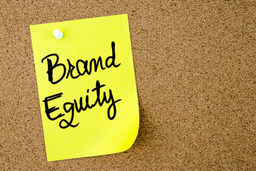 Wall Mural - Brand Equity text written on yellow paper note