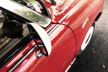 Close Up Of A Red Vintage Car