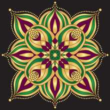 Gold And Purple And Green Vintage Pattern