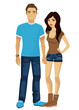 © lembergvector - Guy and girl students in modern simple casual clothes isolated.