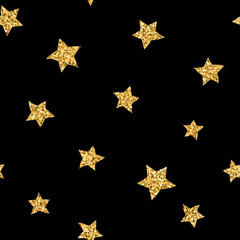 Wall Mural - stars seamless pattern gold and black retro background. abstract bright golden design for wallpaper,