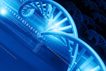 Wall Mural - 3d DNA structure on blue background