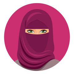 Wall Mural - Arabic muslim woman in niqab Isolated on a white background