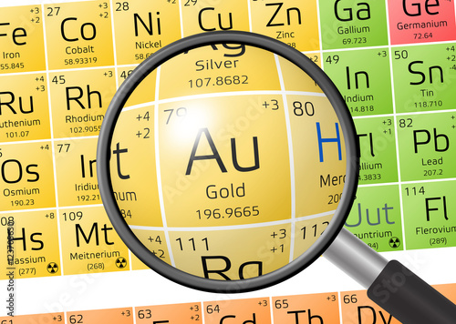 Tela Element of Aurum or Gold with magnifying glass
