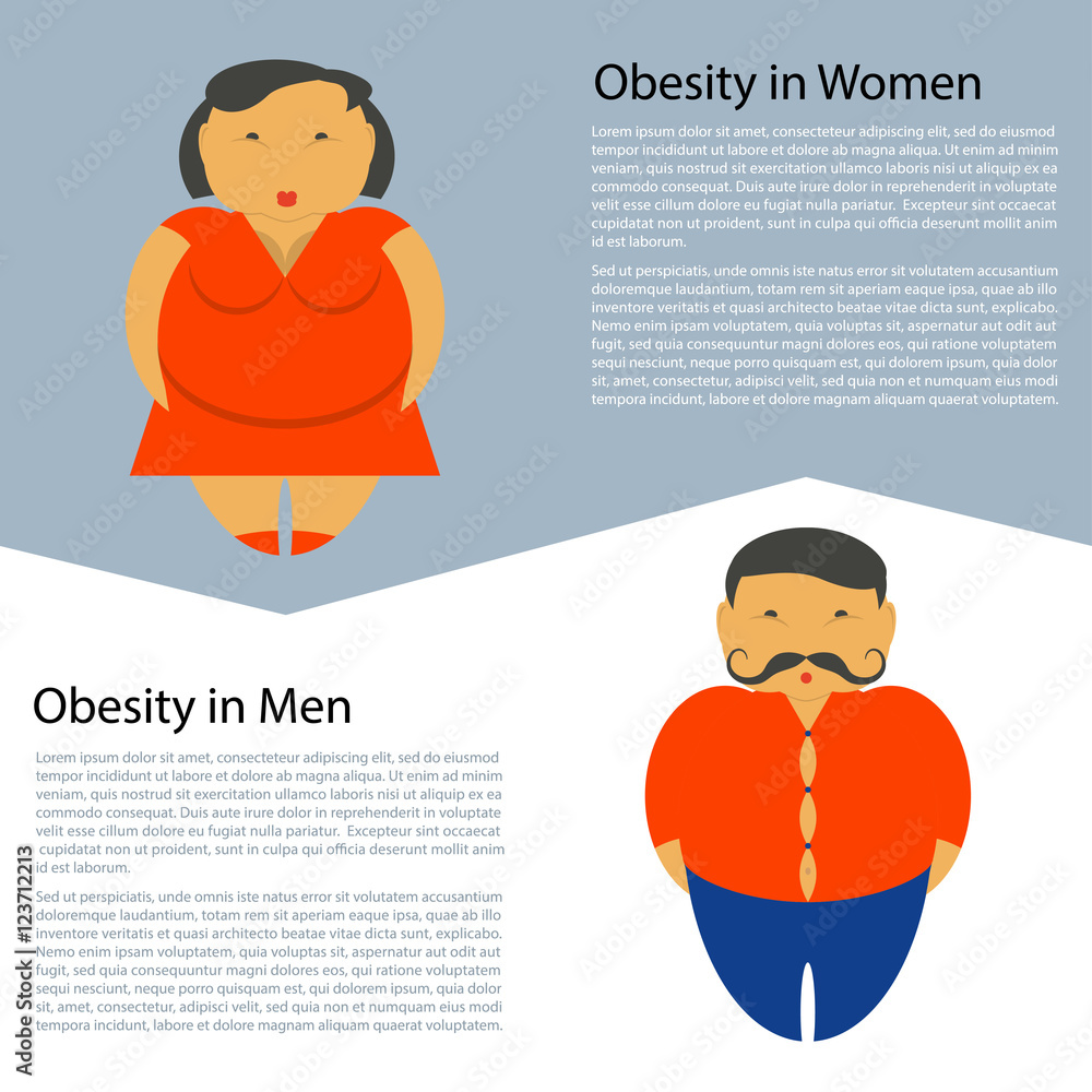 Obesity characters template overweight people, fat man, woman. Diet and ...
