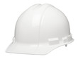 White construction worker contractor industrial safety hard hat helmet isolated on white background for use alone or as a design element