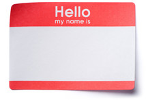 Hello My Name Is Tag Sticker With Corners Lifting Isolated On White Background