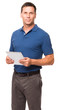 © Eric Hood - Causal dress businessman supervisor engineer architect sales representative in polo shirt with digital tablet isolated on white background