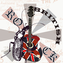  Creative Grunge Flyer With GB Flag And Acoustic Guitar