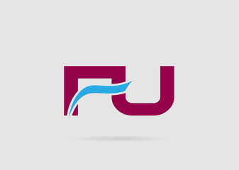 FU negative space letter logo
