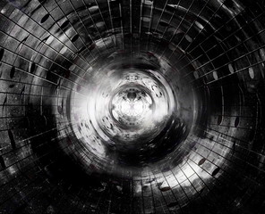 Fototapete - music notes in space with stars. Black and white. Music concept.
