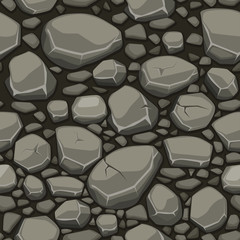 Poster - Cartoon stone texture in gray colors seamless background, view from above