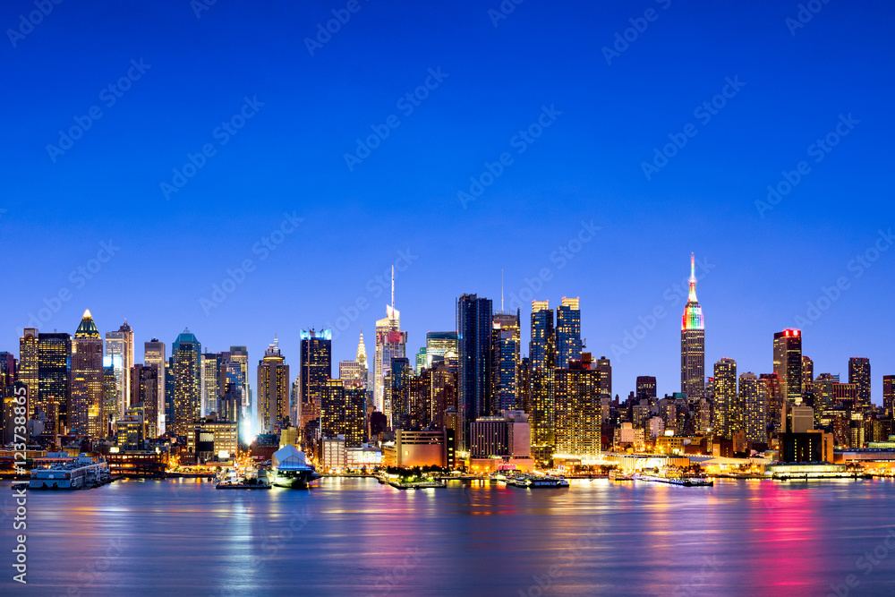 CORFOTO Fotohintergrund 3x2 M - NYC Skyline Bei Nacht Mit Feuerwerk, Aus Polyester, Für Fotoshootings & Partys