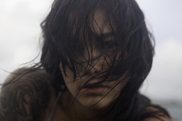 portrait of girl by the ocean