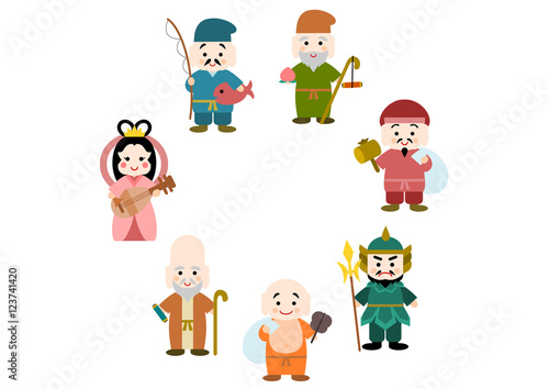 七福神 イラスト 円 フレーム Stock Vector Adobe Stock 七福神 イラスト 円 フレーム Stock Vector Adobe Stock