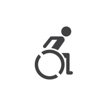Wheelchair Icon Vector, Handicap Solid Logo Illustration, Pictogram Isolated On White