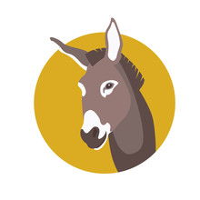 Donkey Head Face Vector Illustration Style Flat