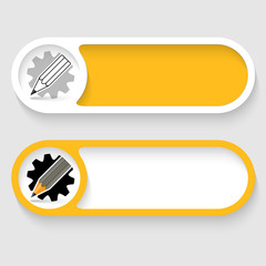 Set of two vector abstract buttons with cogwheel and pencil