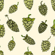 pattern with green hops