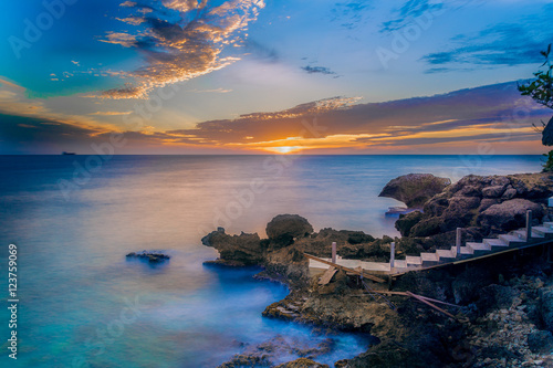 Photo  Sunset Curaçao at the beach and sea