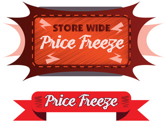 Price Freeze announcement message in vector label illustration.