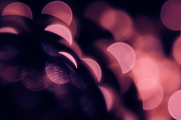 Wall Mural - Bokeh dark pink semicircles  on black background. Abstract music background.