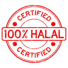 Grunge red 100 percent halal certified rubber stamp