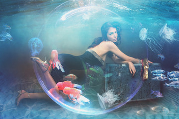 under water seabed fantasy woman