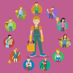 Wall Mural - Set Avatar Userpics of Members Cleaning Service