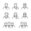 business people line icon set