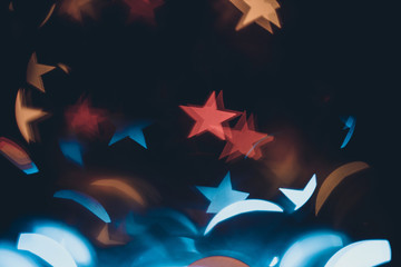 multicolor stars defocused bokeh background. close up. whole ba