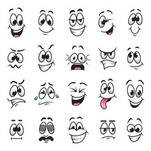 Cartoon Faces Expressions Vector Set