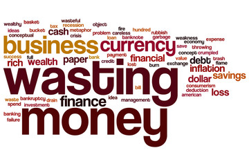 Sticker - Wasting money word cloud