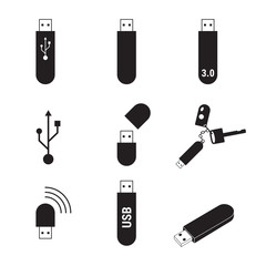 Sticker - USB flash drive icon set