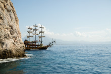 Pirate Ship On The Sea With People