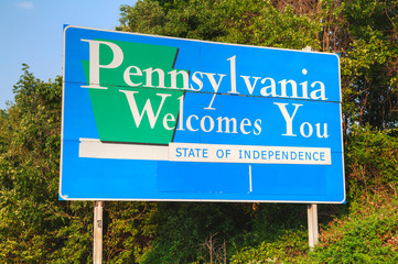 pennsylvania welcomes you road sign