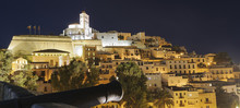 Night View Of The Old City Of Ibiza, Spain. Dalt Vila.