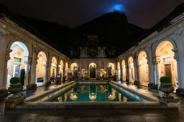 Wall Mural - Colonial Italian architecture Lage palace at night with the Corcovado mountain behind