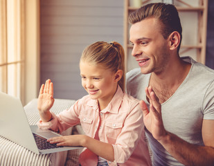 Wall Mural - Father and daughter at home