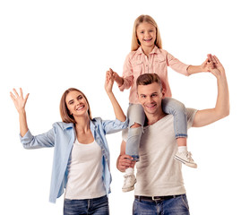 Wall Mural - Little girl and her parents