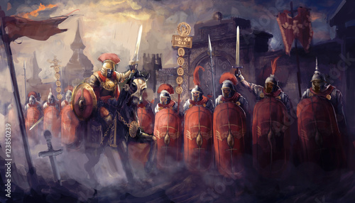 Plakat Rzymscy żołnierze i ich generał