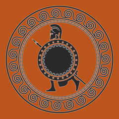 Wall Mural - Symbol with the Greek soldier. Silhouette of the Spartan soldier