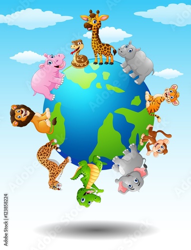 Naklejka na meble Dzikie zwierzęta na całym świecie
